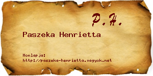 Paszeka Henrietta névjegykártya